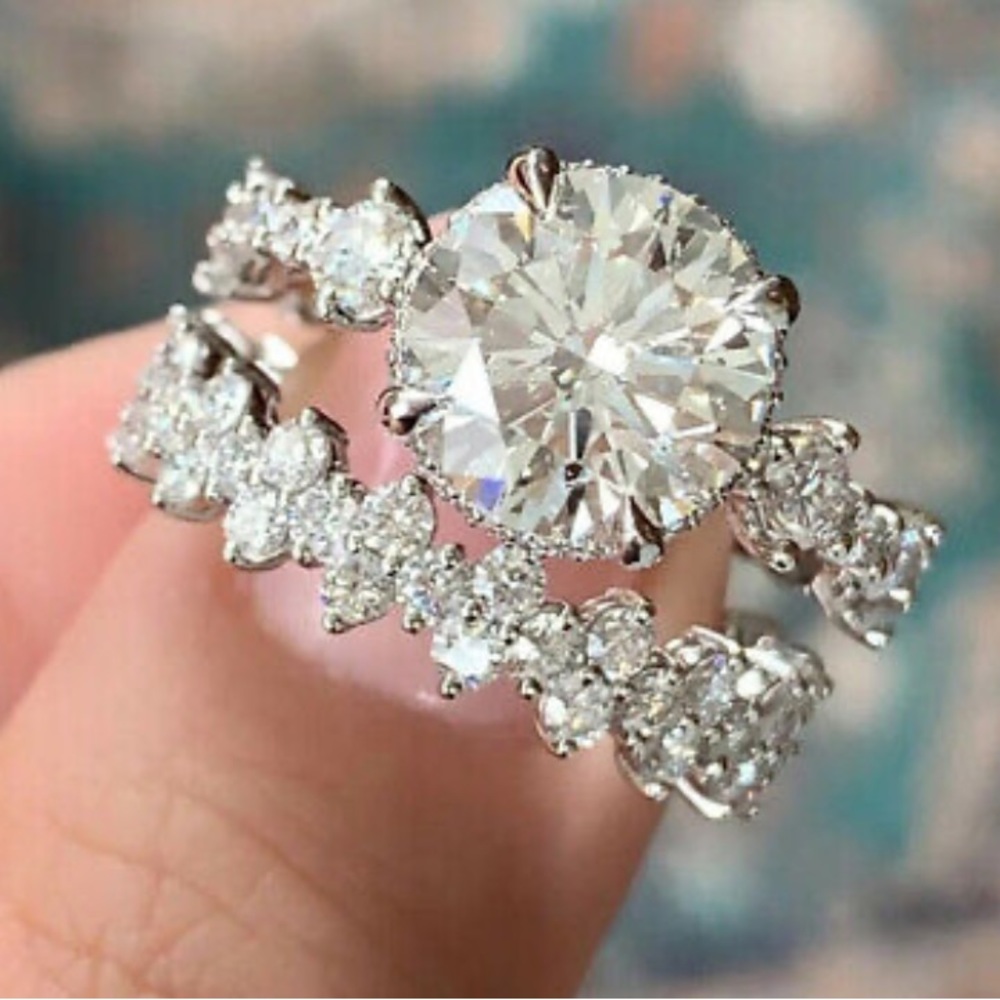 NEW 925 Sterling Silver Engagement Rings Set